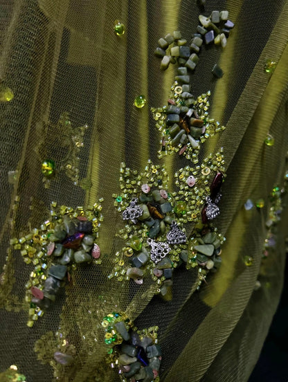 Vintage Meerjungfrau 2000er Spaghettiträger Olivgrün Satin Festliches Kleid Lange Ballkleider N2575