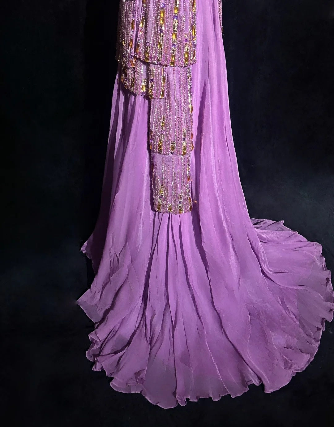 Vintage Ballkleider Inspo A-Linie One-Shoulder Flieder Chiffon 1990er Mit Perlen Abendkleider N3324