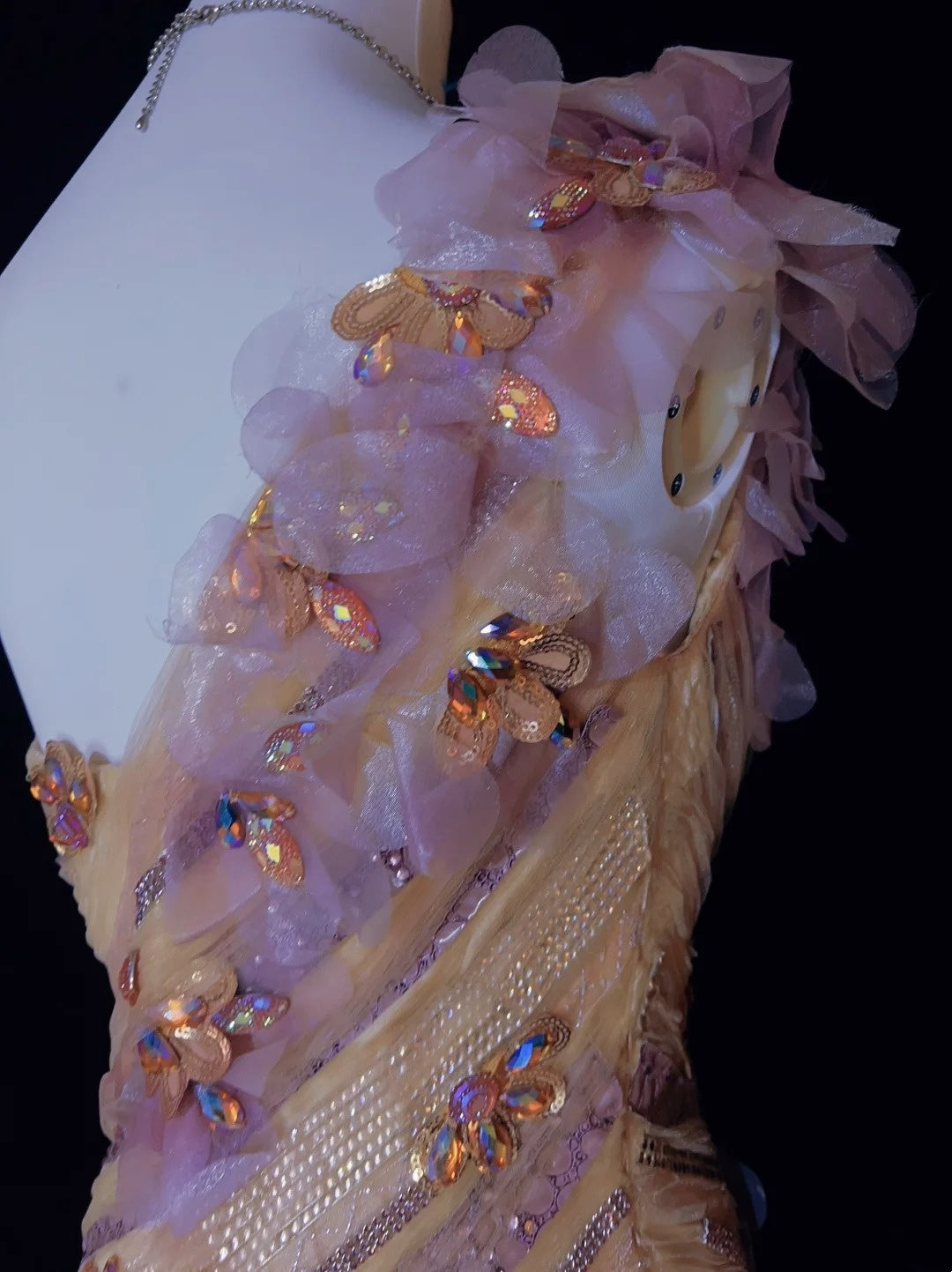 Robes de bal années 90 de rêve Sirène Asymétrique Lilas avec Fleurs 3D Tenues de soirée formelles N3802