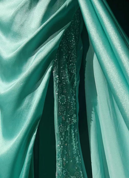 Robe de bal rétro, vintage, sirène, asymétrique, manches longues avec plumes, tenues de soirée années 90 N2327