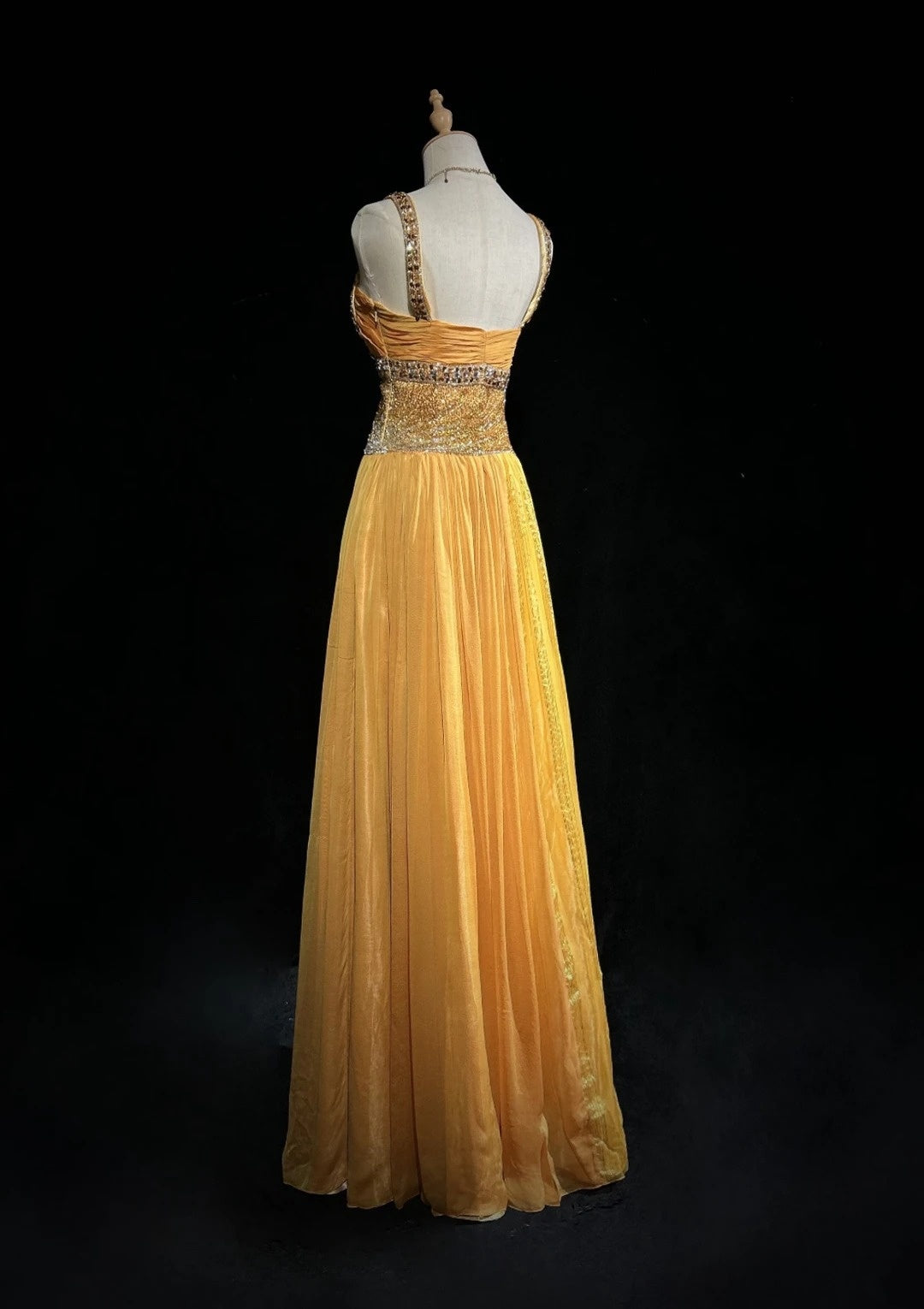 Elegantes A-Linien-Kleid, eckiger Ausschnitt, gelb mit Perlenstickerei, 18. Geburtstag, elegantes Outfit, formelle Ballkleider N4198
