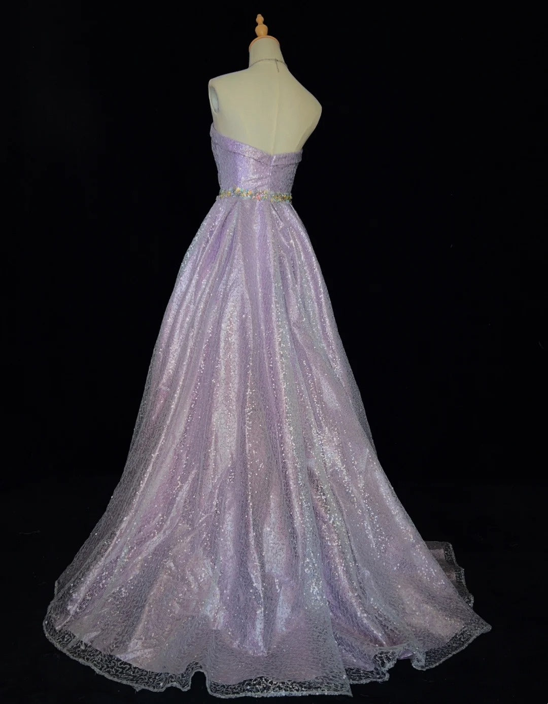 Robes de bal de princesse inspirantes Robe de soirée bustier longue lilas à paillettes avec perles Robes de soirée formelles N3393