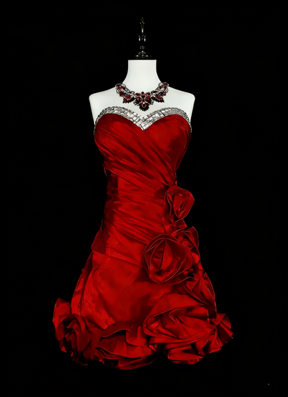 Einzigartige Scheide, Sweetheart-Ausschnitt, eng anliegendes Bodycon-Kleid, Rot, Inspo, Vintage, Mode, 2000er, Hoco, kurze Inspo, Heimkehrkleider N2013