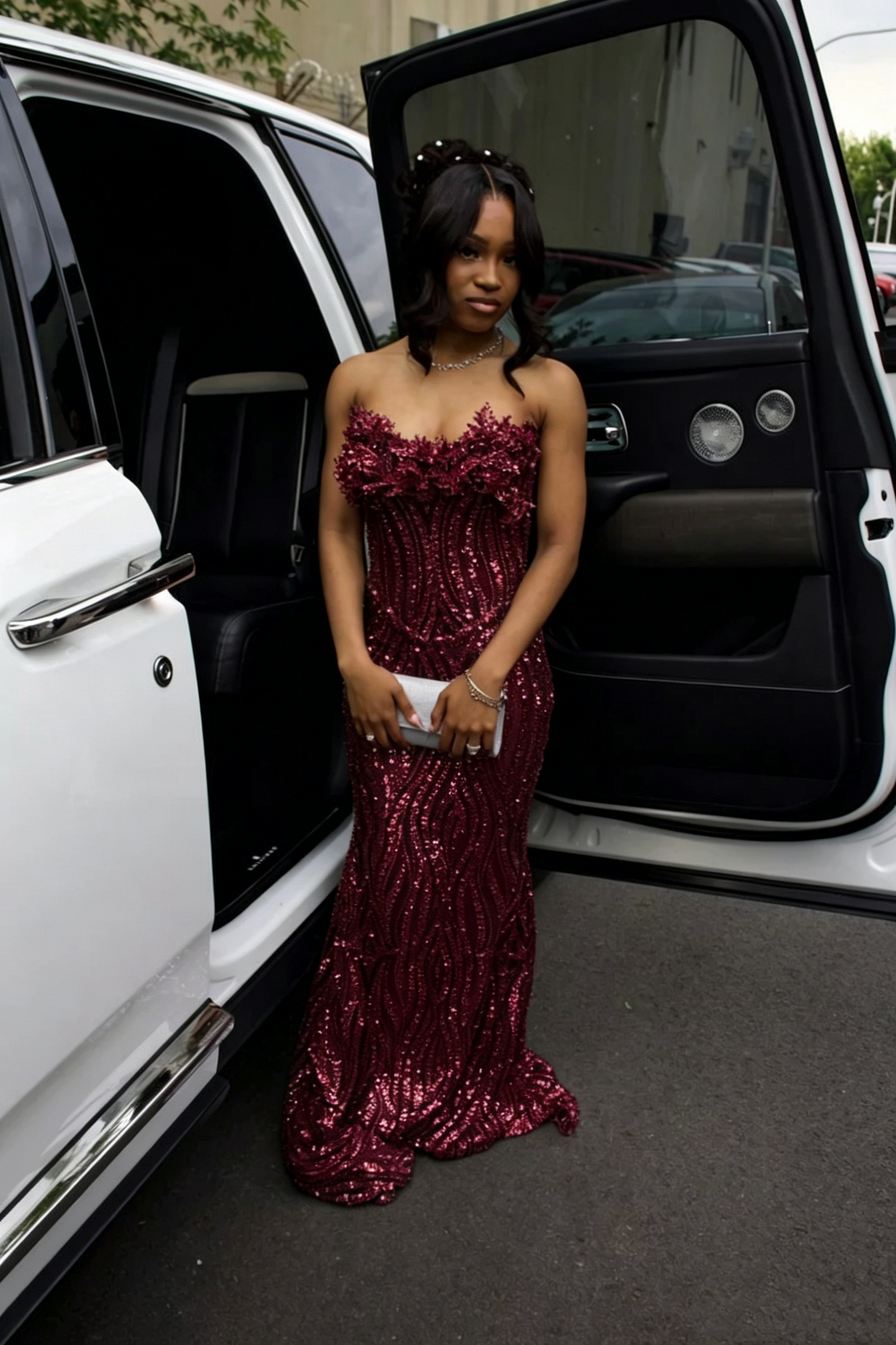 Sparkly Prom Dresses Mermaid Sweetheart Silver Sequin Sparkle Red Carpet Evening Gown For Black Women Girls N4045