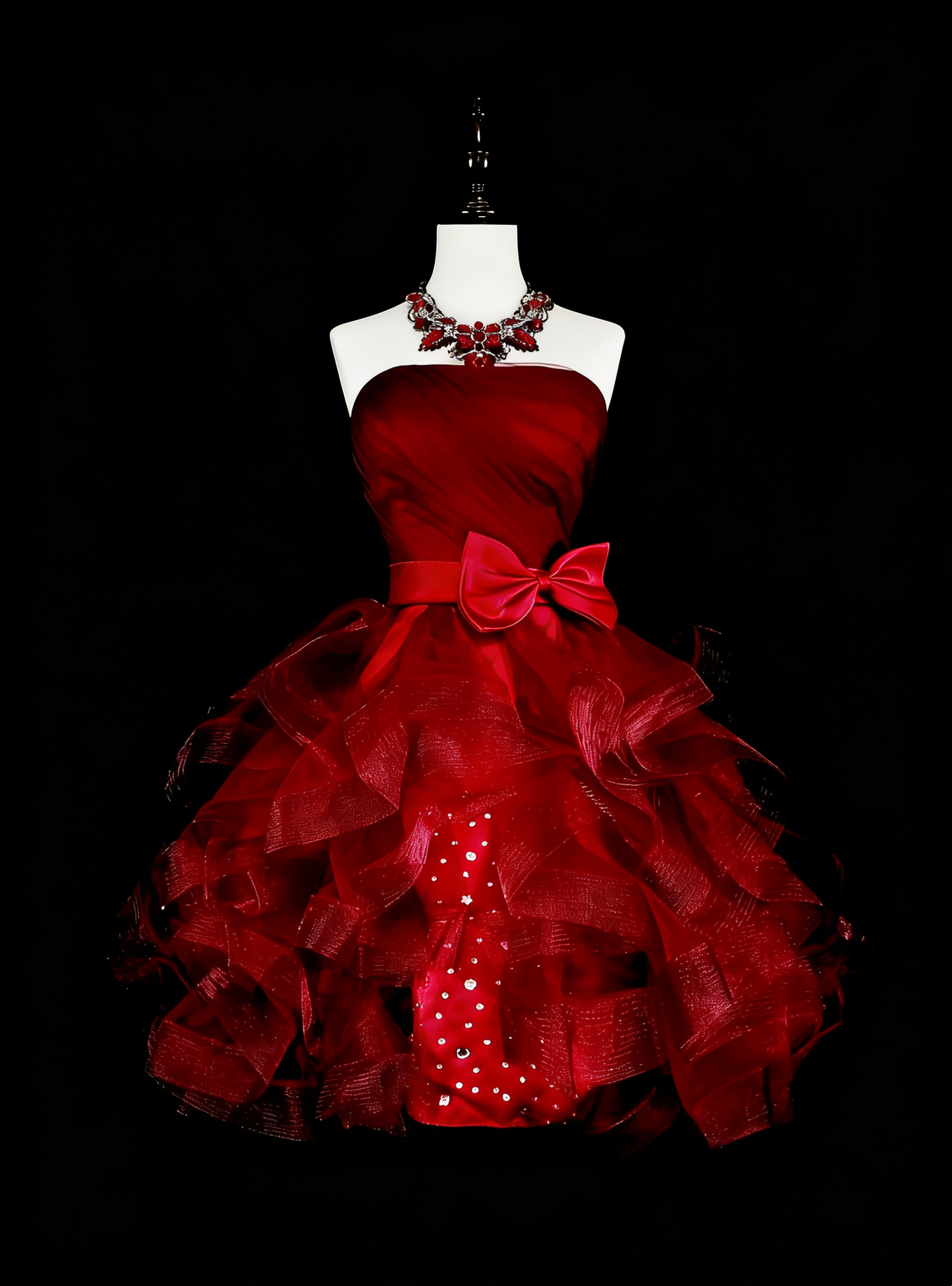 Robe de bal bustier bordeaux en tulle, inspiration années 2000, robe de bal courte, inspiration robe de soirée N1364