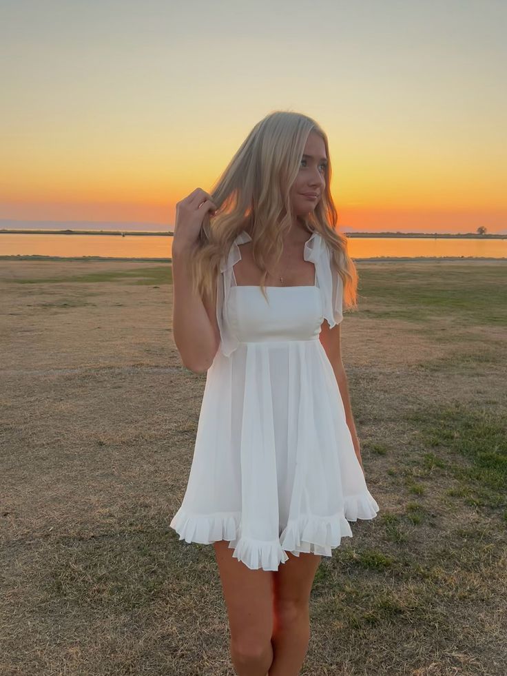 Cute A Line Straps Chiffon White Short Mini 16th Birthday Dress Hoco Outfits N1885