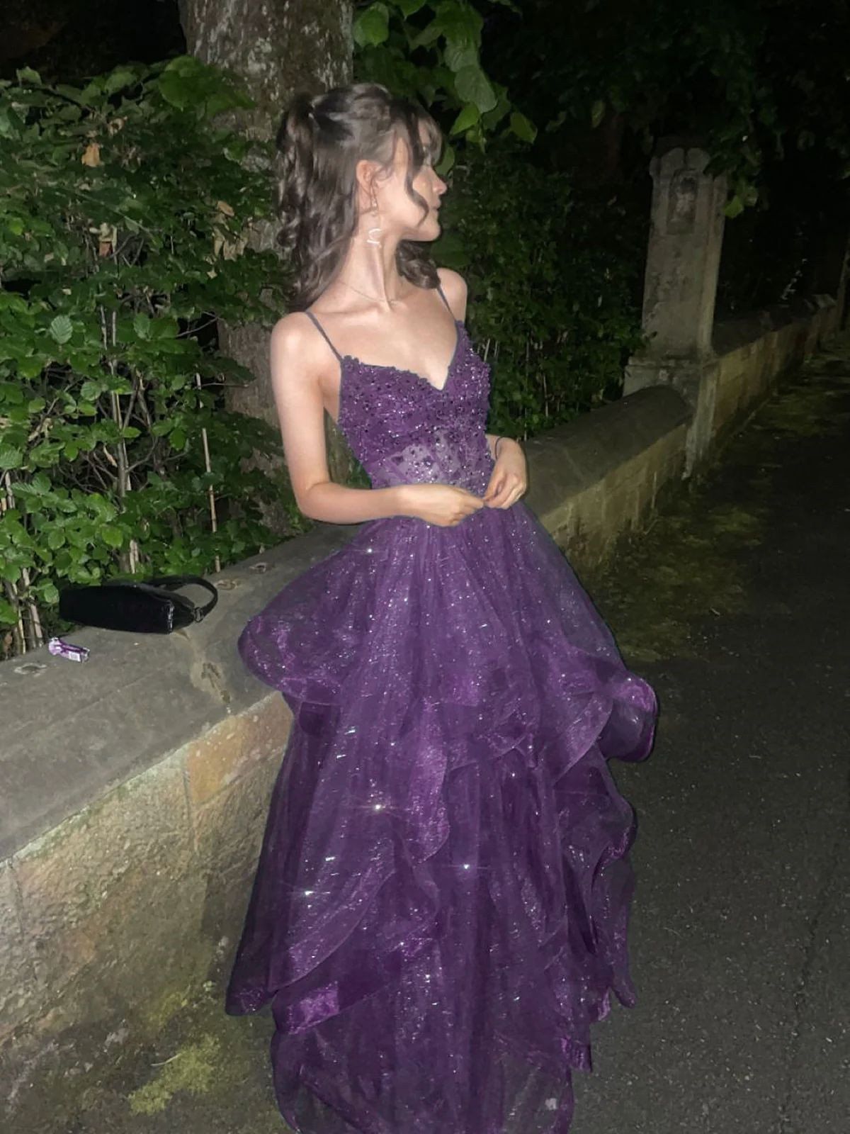 Chic Ball Gown Spaghetti Straps Navy Blue Tulle Long Prom Dresses Inspiration Party Dress Prom Gowns RB1295
