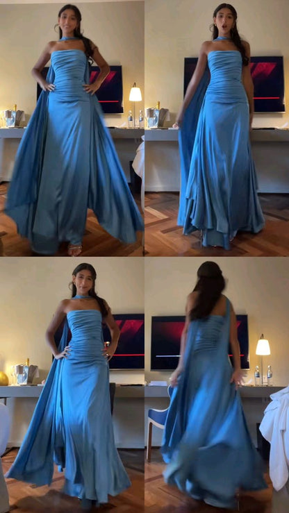 Sexy, ärmelloses, langes Meerjungfrauen-Abendkleid aus Satin mit Herzausschnitt online erhältlich AB1865