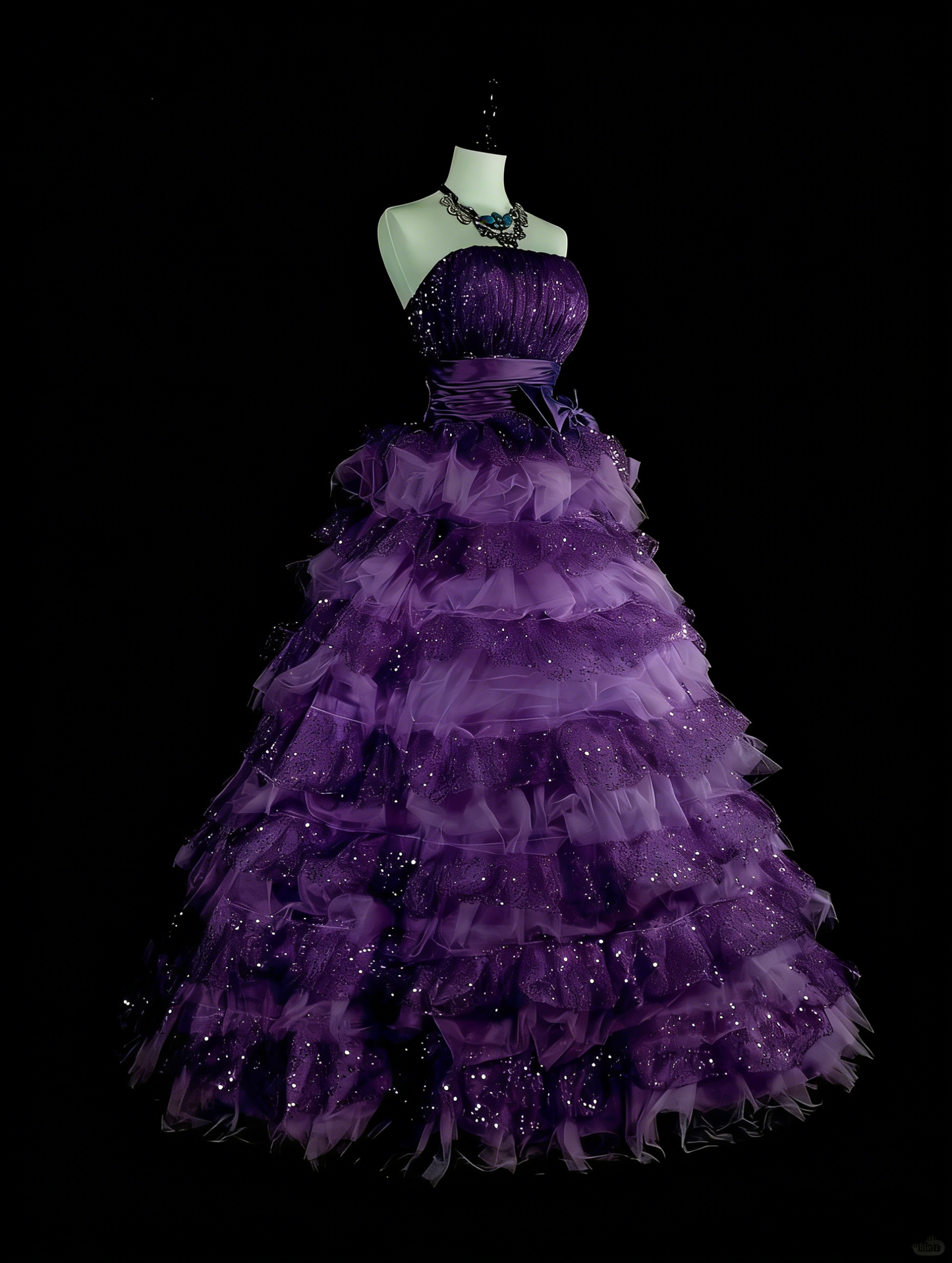 Vintage Ballkleid, trägerlos, lila Tüll, gestuft, Sweet 16 Kleider, Quinceañera Kleid, lang, Vestidos De Fiesta N1496