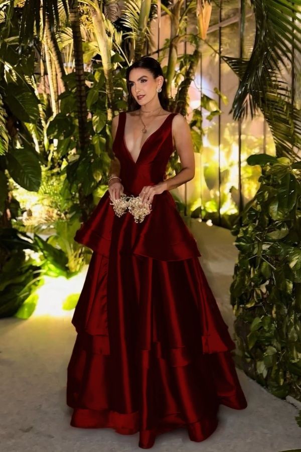 Trägerloses, ärmelloses, langes A-Linien-Abendkleid mit tiefem V-Ausschnitt und Falten für Geburtstage AB2313