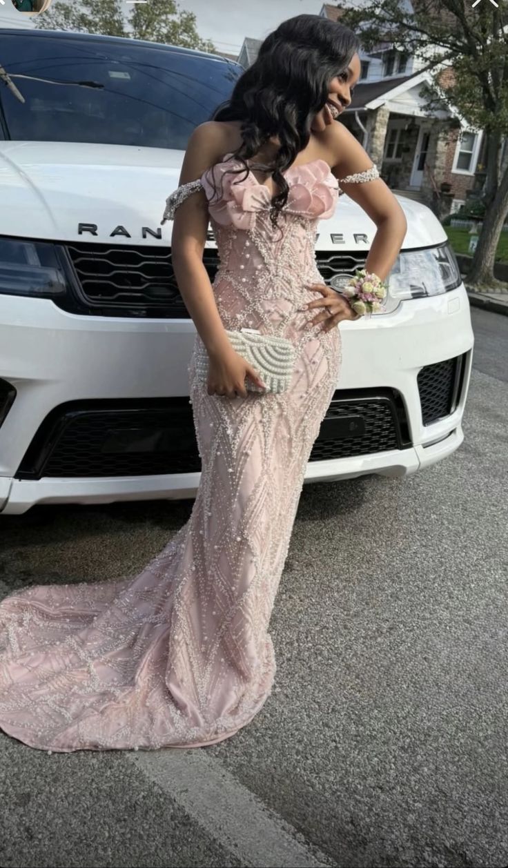 Modest Mermaid Prom Dresses For Women Pink Sequins For Women Black Girls Party Gown N1570