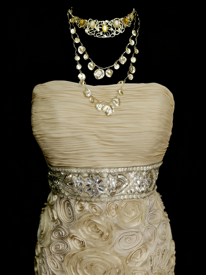 Robe de bal rétro fourreau bustier champagne, courte, idéale pour un 18e anniversaire ou une soirée de retrouvailles (N1317)