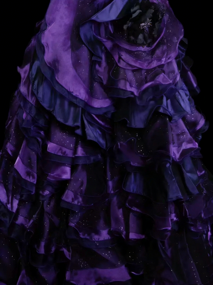 Robe de bal vintage bustier à volants couleur raisin, idéale pour les 16 ans et les quinceañeras (taille 15), modèle N1451