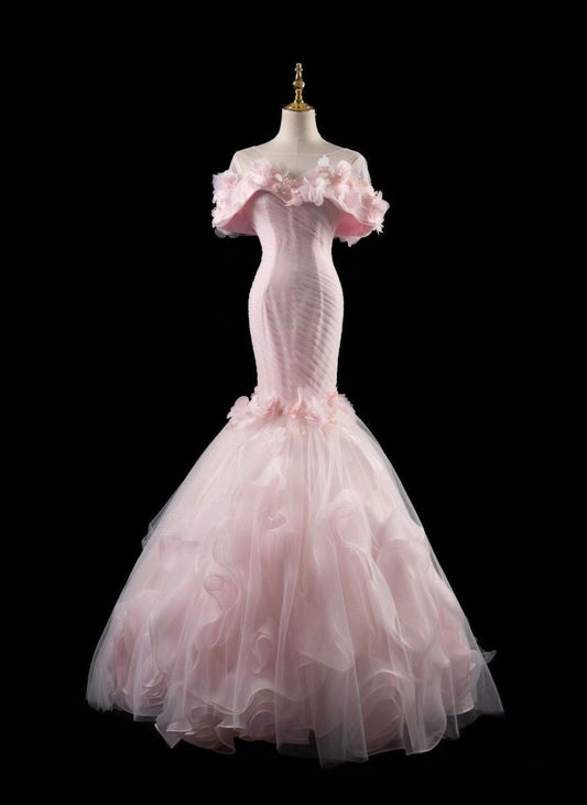 Classy Mermaid Off The Shoulder Pink Prom Dresses Inspo For Teens Formal Dress Party Outfits Prom Gowns AB058