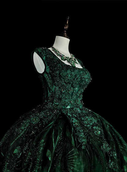 Bescheidenes Ballkleid mit quadratischem Ausschnitt, dunkelgrüne lange Ballkleider für Damen, formelles Abendkleid N2368
