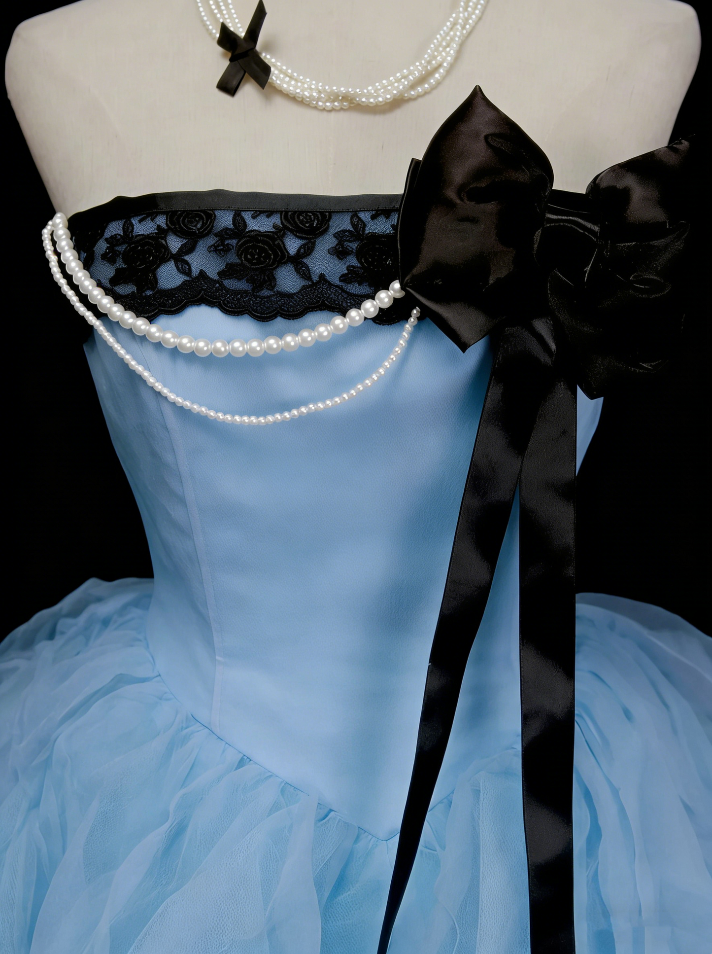 Cute Ball Gown Strapless Blue Organza Sweet 16 Dresses Quinceanera Dress N2142