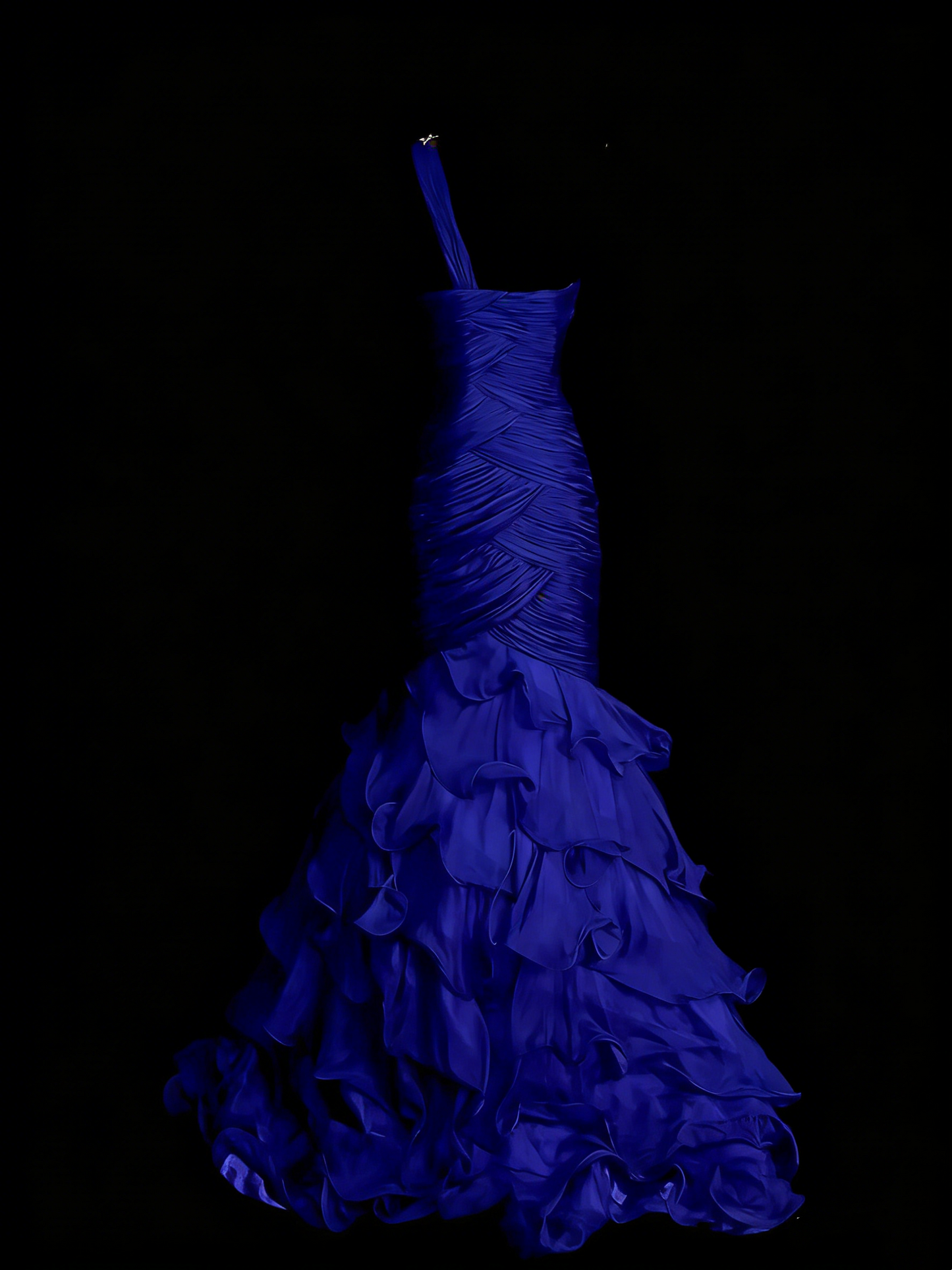 Vintage Mermaid One Shoulder Royal Blue With Tiered Layers College Formal Outfit Long Prom Graduation Dresses For Teens N1315