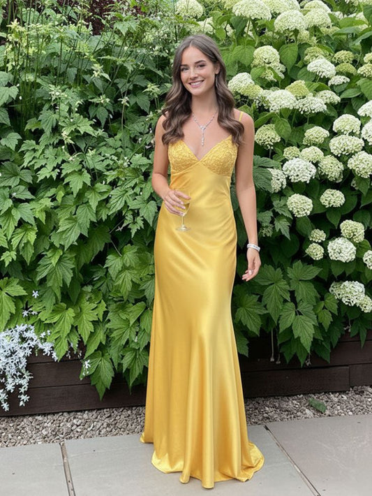 Langes, blaues Meerjungfrauen-Abendkleid mit V-Ausschnitt, Perlenbesatz am Rücken und Bindebändern, Partykleid für Damen AB1476