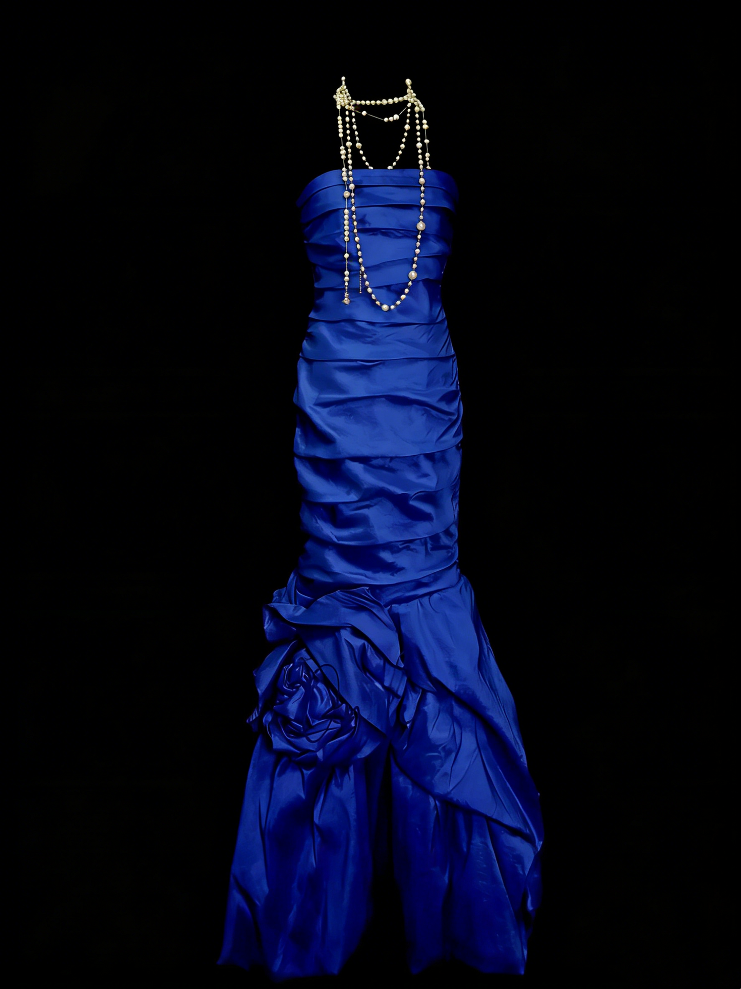 Robe de soirée sirène bustier bleu royal, style modeste, idéale pour les bals de fin d'année des adolescentes (N1157)