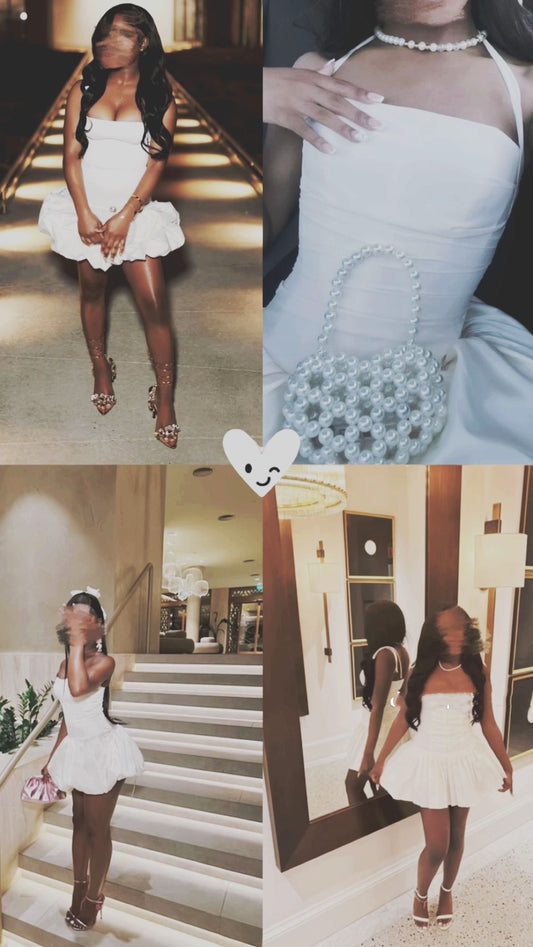 Classy Sheath Halter Little White Dress For Black Girls For Teens Women Party Short Mini 18th Birthday Dresses Hoco Outfit RB3778