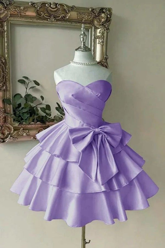 Pretty Ball Gown Sweethart Lilac Short Mini Homecoming Dresses Cocktail Dress N2427