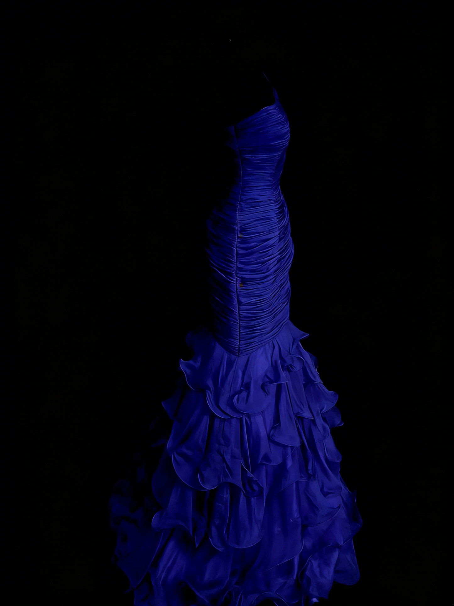 Vintage Mermaid One Shoulder Royal Blue With Tiered Layers College Formal Outfit Long Prom Graduation Dresses For Teens N1315