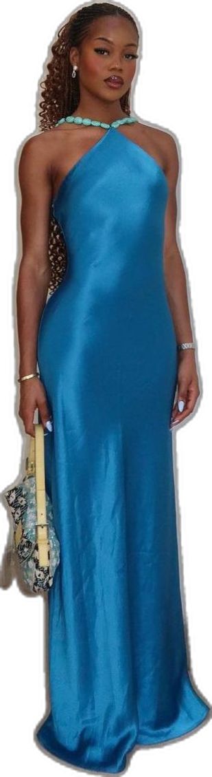 Elegante hochgeschlossene blaue Satin-Meerjungfrauen-Abendkleider für Damen N4182