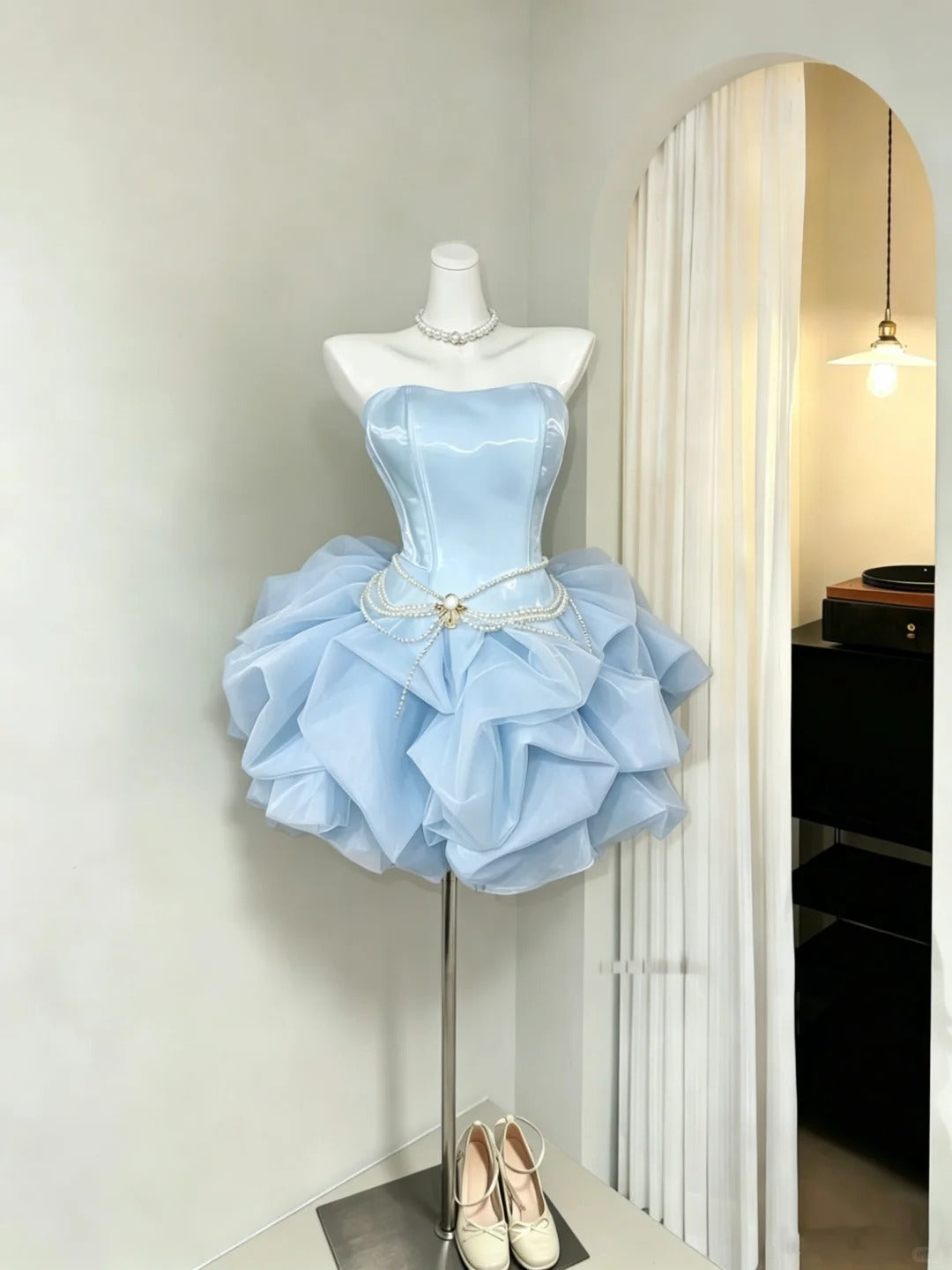 Süßes Ballkleid Trägerlos Hellblau Für Teenager Mädchen Kurz Mini Senior Inspo 18. Geburtstag Outfits Abschlussballkleider RB3981