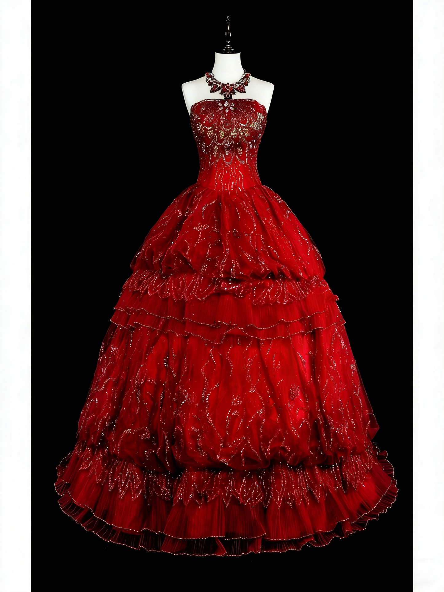 Vintage Abschlussballkleider Ballkleid Trägerlos Burgund Tüll 2000er Jahre Langes Partykleid N2383