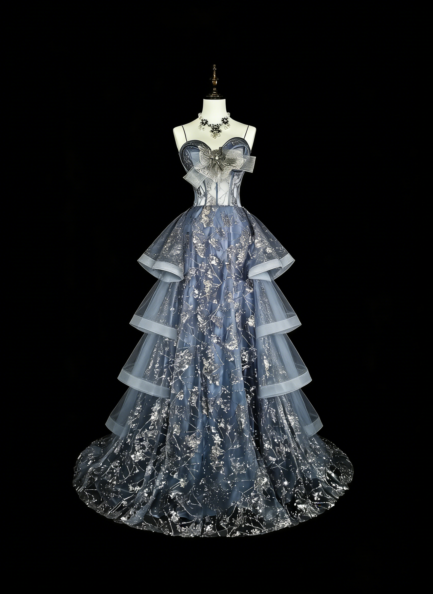 Robe de bal vintage, robe de soirée esthétique à fines bretelles, sequins gris, longue, inspiration robe de soirée formelle N1849