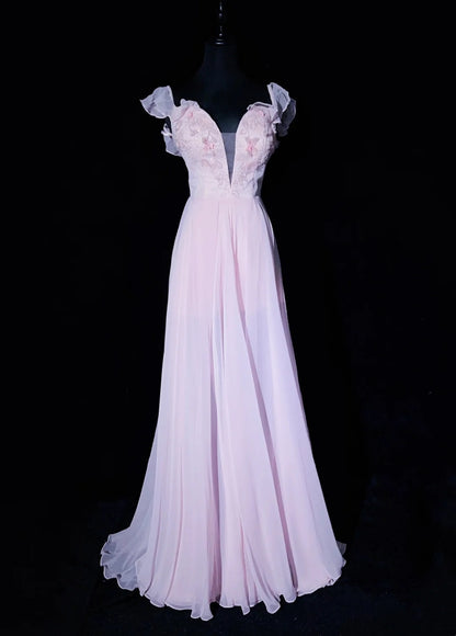 Vintage Ballkleider 80er A-Linie Sweetheart Rosa Chiffon mit Perlen Verzierungen Halboffizielle Abendgarderobe N3630
