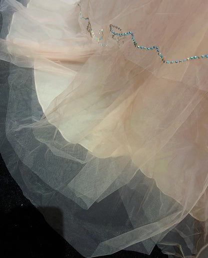 Prinzessinnen-Ballkleider Inspo Ballkleid Pink Tüll Lang mit Perlen Abendkleider N3392