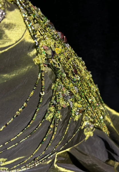 Vintage Meerjungfrau 2000er Spaghettiträger Olivgrün Satin Festliches Kleid Lange Ballkleider N2575