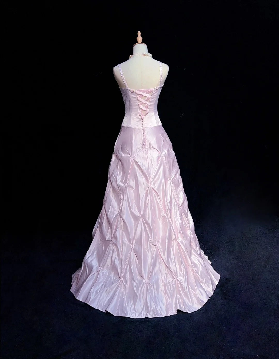 Vintage Prom Dresses 1950s Retro Classy A line Spaghetti Strap Pink Evening Outfits With Cape N3003