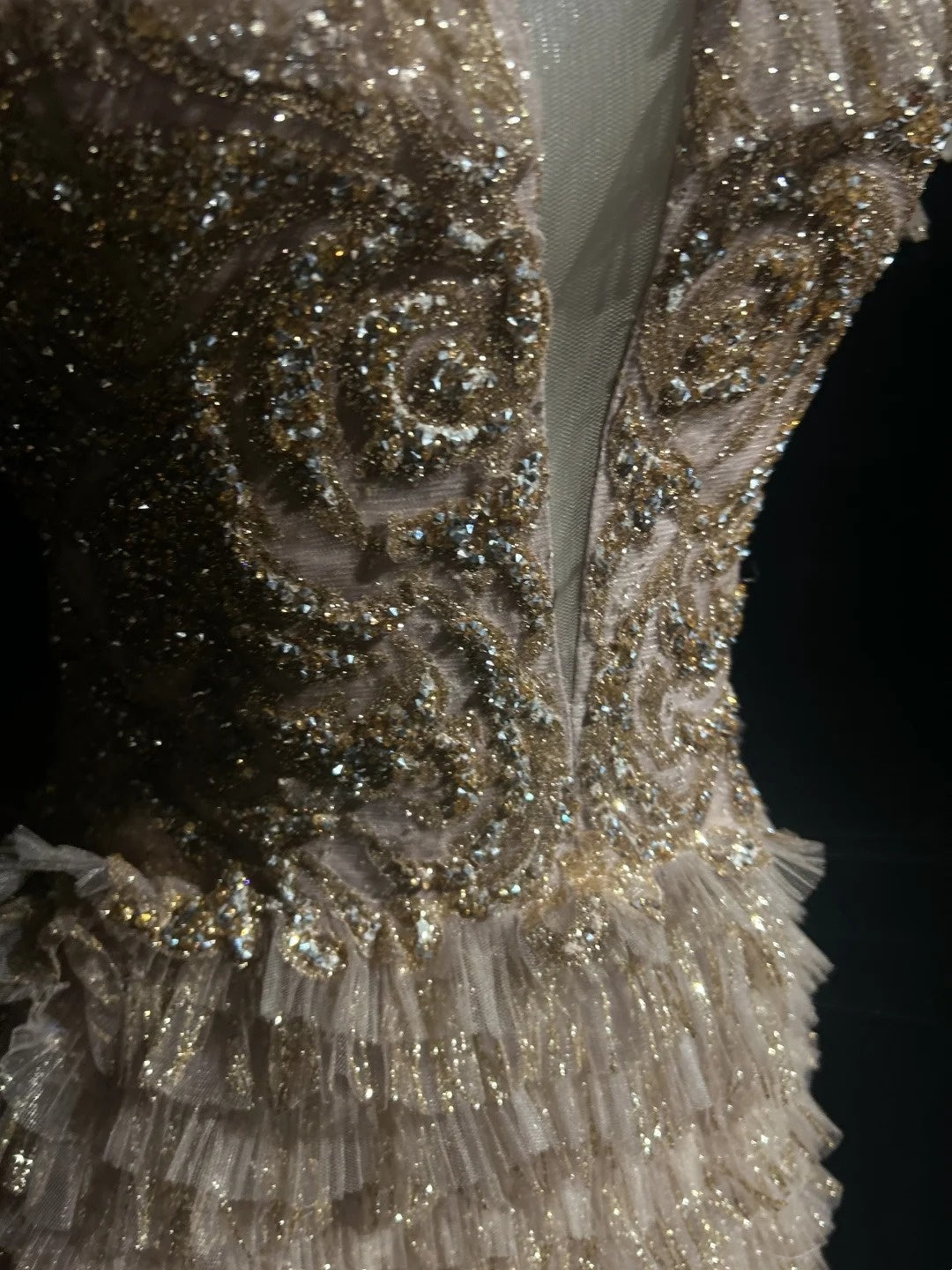 Robes de bal vintage Ligne A Bretelles fines Dentelle dorée Avec manches Robe de soirée formelle années 80 RB3268