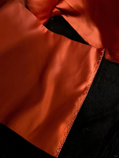 Robes de bal modestes ligne A bretelles spaghetti orange avec perles longues tenues de soirée N3445