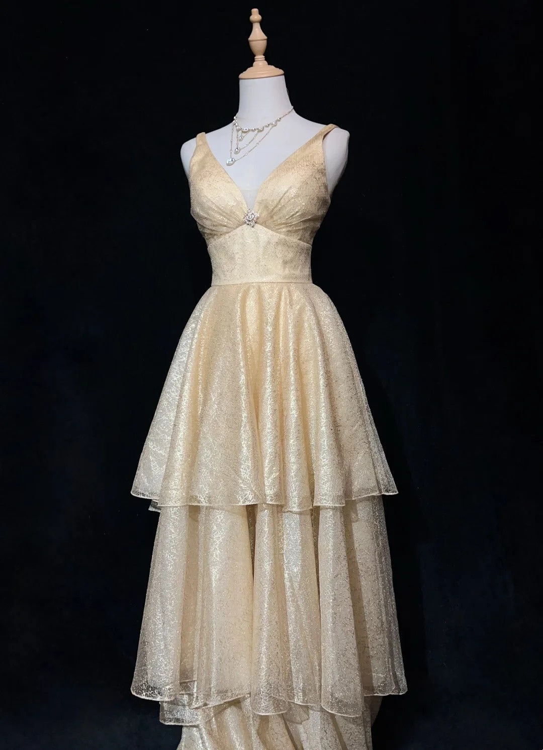 Vintage Abschlussballkleider Ästhetik 80er Jahre Retro Ballkleid Champagner Pailletten Bodenlang Abendgarderobe N2326