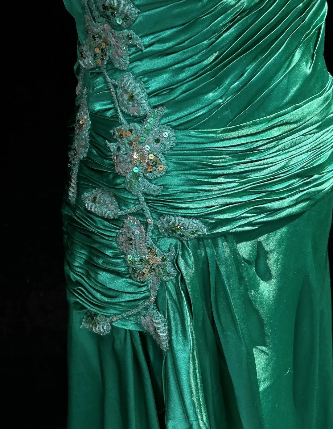 Vintage Prom Dresses Inspo Mermaid Square Neck Green Satin 90s With Appliqued For Women Formal Gowns N3332