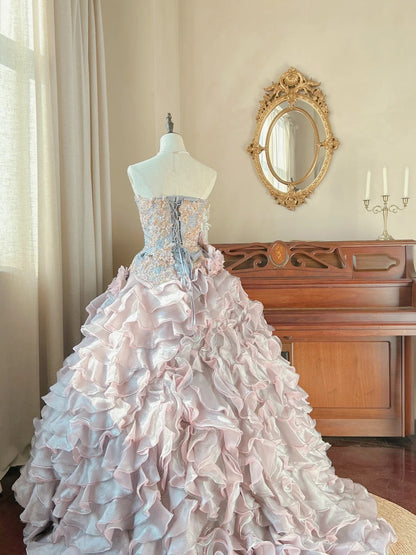 Cute  Ball Gown Strapless With Layers Tiered Sweet 16 Dresses Long 15 Vestidos De Fiesta N2267
