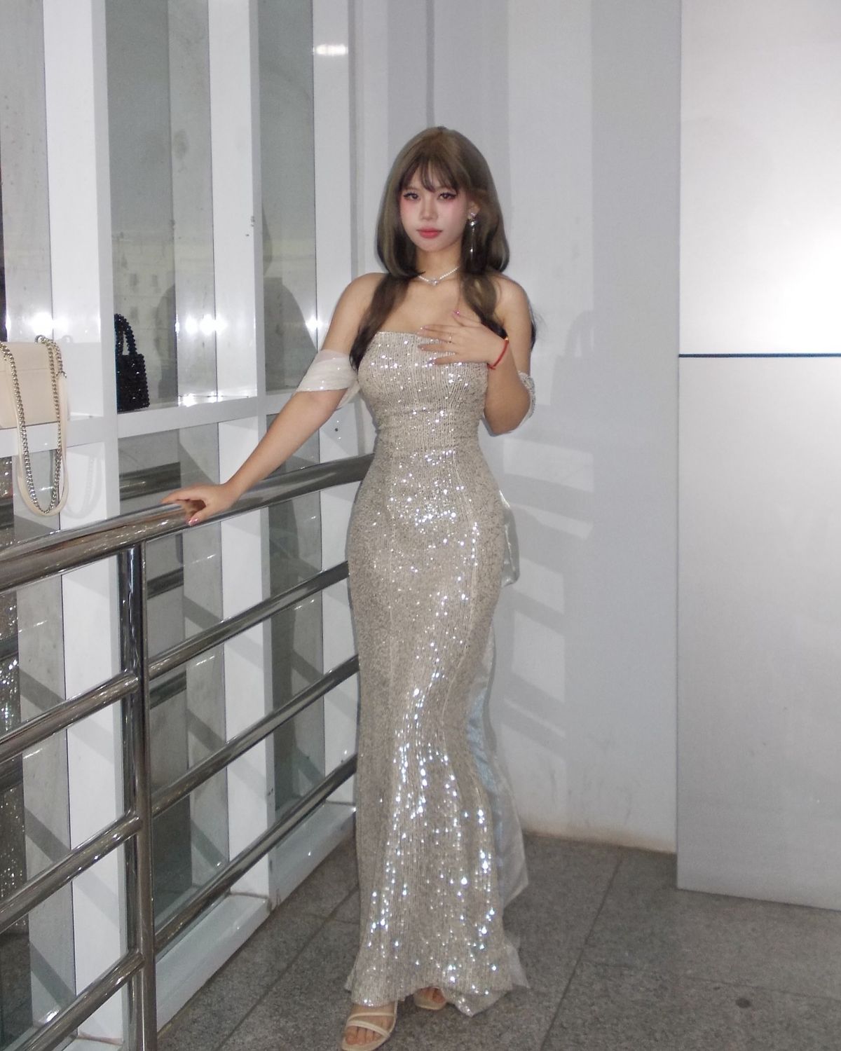 Robe De Soirée Longue Sirène Sexy Épaules Dénudées Pailletée Robe De Bal De Soirée Pour Femme AB2555
