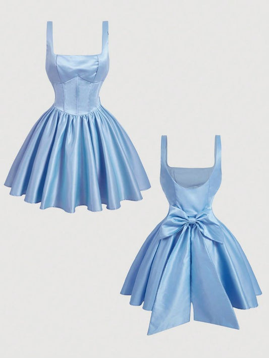 Elegant Ball Gown Spaghetti Straps Light Blue Short Inspo Hoco Dress Ideas Homecoming Dresses RB4200