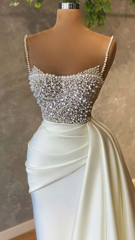 Ivory prom dress with pearl Prom Dresses Formal Evening Dresses AB975
