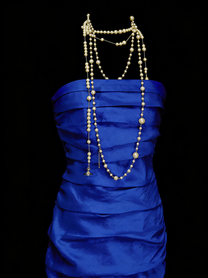 Robe de soirée sirène bustier bleu royal, style modeste, idéale pour les bals de fin d'année des adolescentes (N1157)