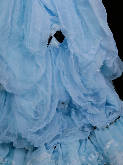 Cute Ball Gown Strapless Blue Organza Sweet 16 Dresses Quinceanera Dress N2142