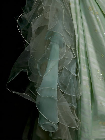 Vintage Ball Gown Strapless Sage Green 1980s College Formal Outfit Prom Graduation Dresses For Teens N1333