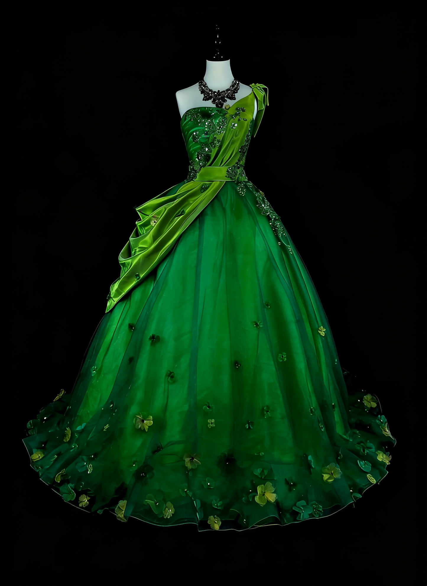 Vintage Ballkleid, schulterfrei, grüner Tüll mit Rüschen, Sweet 16 Kleider, Quinceañera Kleid, lang, Vestidos De Fiesta N1463