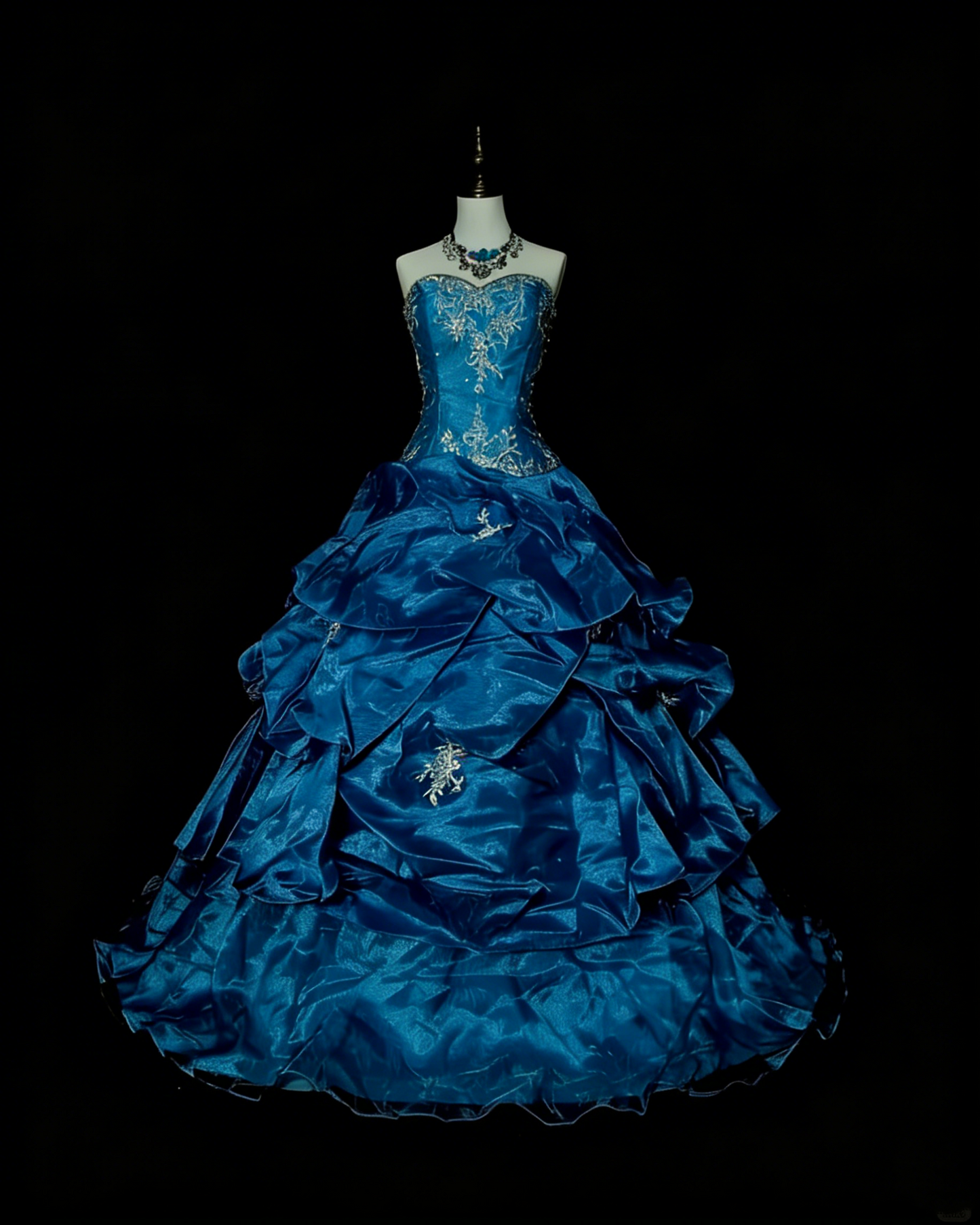 Vintage Ballkleid mit Herzausschnitt, blauer Organza mit Rüschen, Sweet 16 Kleider, Quinceañera Kleid, lang, Vestidos De Fiesta N1462