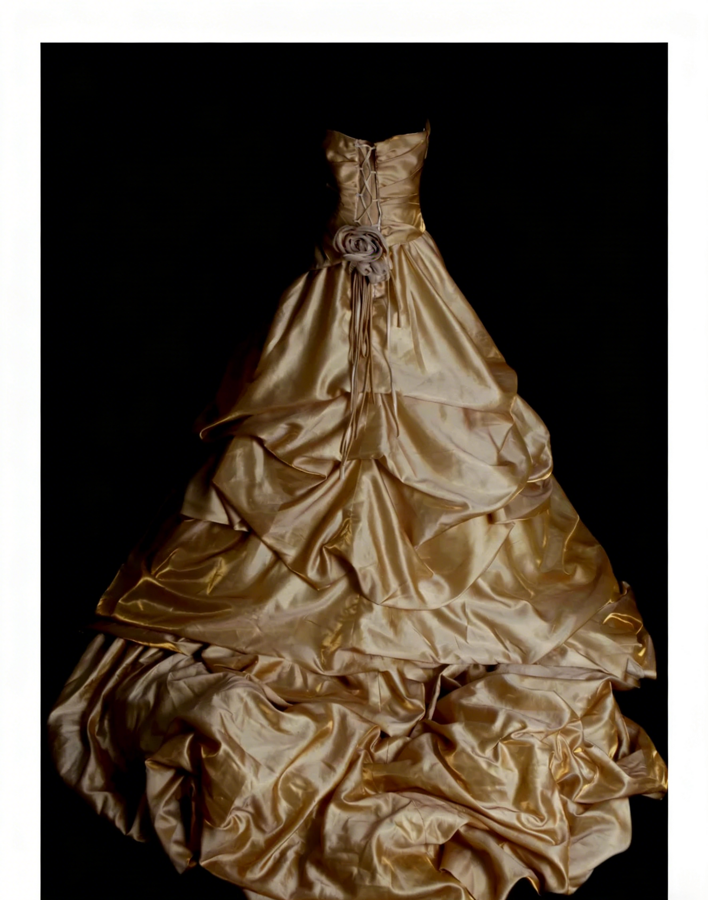 Vintage Ballkleid, trägerlos, goldfarben, Sweet 16, Quinceañera-Kleid mit 3D-Blumen, lang, Vestidos De Fiesta N1316