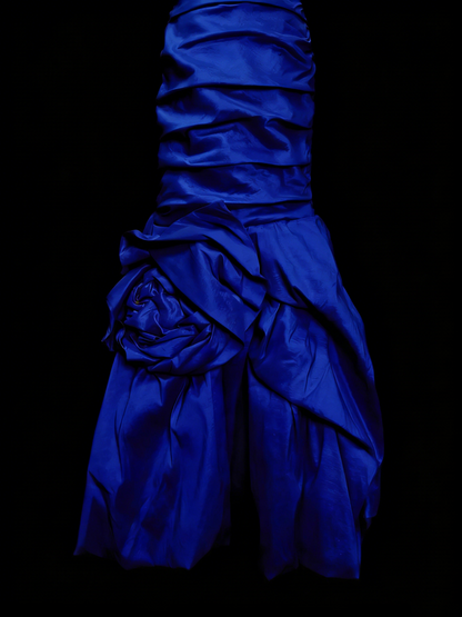 Robe de soirée sirène bustier bleu royal, style modeste, idéale pour les bals de fin d'année des adolescentes (N1157)