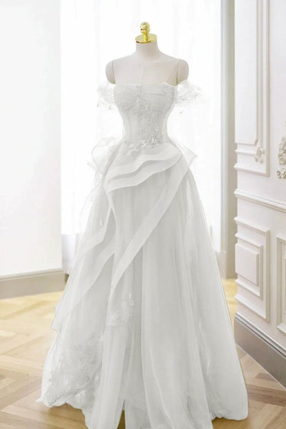 Robe de bal élégante en tulle et dentelle vert sauge, épaules dénudées, longue, robe de soirée, AB327